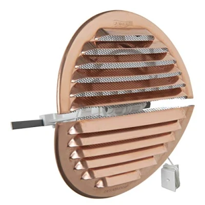 Image of La Ventilazione GRADF125R Round Folding Ventilation Grille with Insect Net Diameter 150 mm, Copper Coloured, ø155 mm