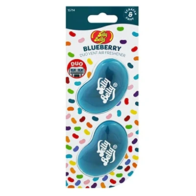 Image of Jelly Belly Car Air Freshener Blueberry 3D Duo Mini Vent. Scent Lasts Up To 30 Days, Car, Home or Office. Genuine Fresheners for Women, Men and Kids