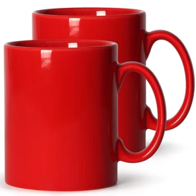 Image of SHOWFULL Extra Large Coffee Mugs, 22 OZ Mug Set of 2, Smooth Ceramic Boss Cups, Big Capacity and Handle, for Dad Men, Red