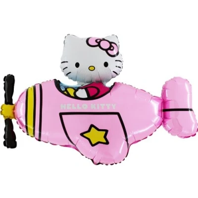 Image of Toyland® 94cm (37&quot;) Hello Kitty In Pink Aeroplane Foil Balloon Party Decorations