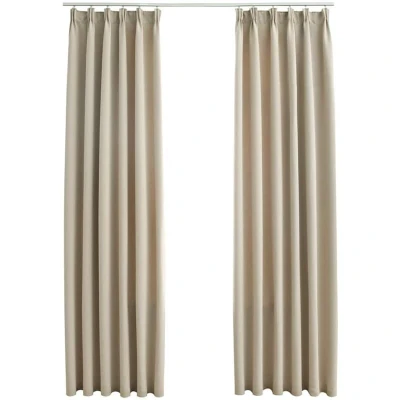 Image of vidaXL Blackout Curtains with Hooks 2 pcs Beige 140x245 cm
