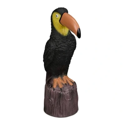 Image of Garden Figurine Bird, Toucan, hwd: 35 x 10 19 cm, Standing, Plastic, Weatherproof Decoration, Black/Brown Relaxdays