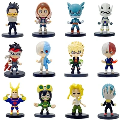Image of My Hero Academia Figures Deku, Todoroki, Bakugou, Aizawa Kirishima, Toga, Ochaco, Shigaraki MHA Action Figure Set Cake Topper Decoration 12pcs