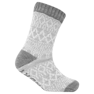 Image of Tokyo Laundry Atlantia Jacquard Fairisle Print Borg Lined Chunky Knit Slipper Socks in Grey