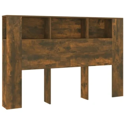 Image of vidaXL Headboard Cabinet Home Bedroom Furniture Accessory Wall Bed Bookcase Backboard Smoked Oak 160x18.5x104.5 cm