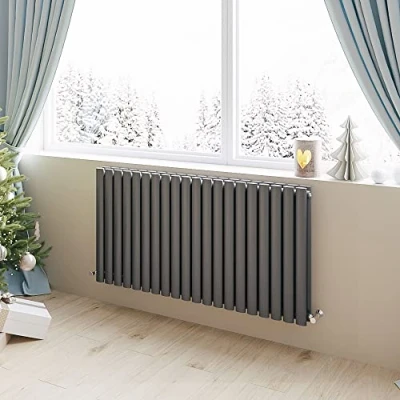 Image of Huiyang Horizontal Radiator Oval Column Designer Central Heating Rad 600x1180mm Double Anthracite