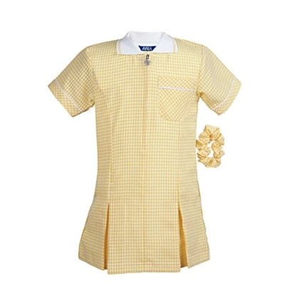 Image of Ayra Girl&#039;s School Gingham Summer Dress Age 3 4 5 6 7 8 10 12 14 16 18 (5 Years, Yellow)