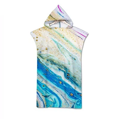 Image of Surwin Hooded Changing Robe Adult Surf Poncho Towel, Beach Towel Surfing Swimming Light Weight Compact Microfibre Wetsuit for Women and Men (70 * 110cm,Lunar surface)