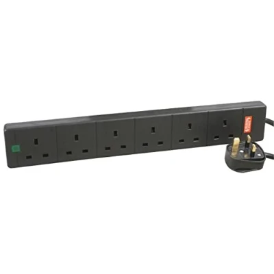Image of Pro Elec 8m 6 Way Surge Protected Extension Lead, Black