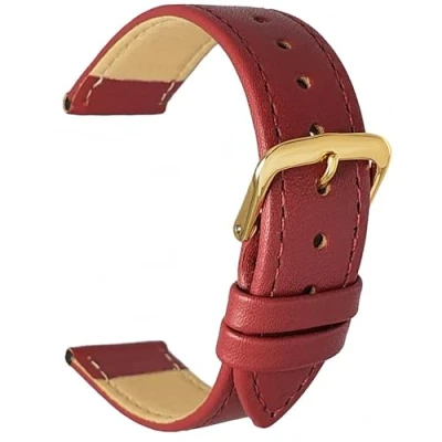 Image of Talk Time Leather Watch Strap Red 14mm