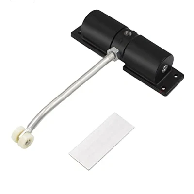 Image of Safety Spring Loaded Door Closer, Aluminum Alloy Adjustable Closer Automatic Gate Convert Hinged to Self Closing Door, 1/2 Hour Fire Rating, Surface Mounted, Black