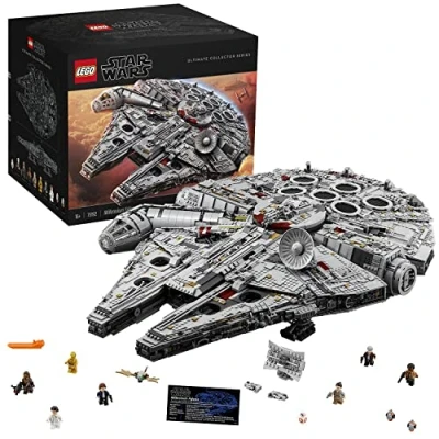 Image of LEGO Star Wars Millennium Falcon, UCS Set for Adults, Model Kit to Build with Han Solo, Princess Leia &amp; Chewbacca Minifigures, Plus Droid Figure, Collectible Gifts Teenagers, Boys and Girls 75192
