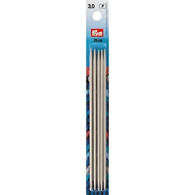 Image of Prym Double Pointed and Glove Knitting pins alu Pearl Grey 15 cm 3.00 mm, Silver
