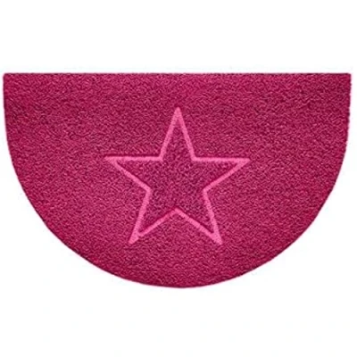 Image of Nicoman Embossed Halfmoon Half Circle Door Mat Dirt Trapper Jet Washable Doormat 70x44cm (Pink, STAR Shape) Use Indoor or Sheltered Outdoor