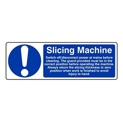 Image of 300mmx100mm Slicing Machine Catering Sign Sticker Self Adhesive