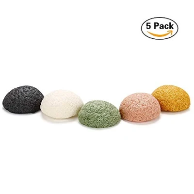 Image of TEEROVA 5 Pack Facial Konjac Sponge Set for Face Exfoliating and Deep Pore Cleansing (Multicolor)