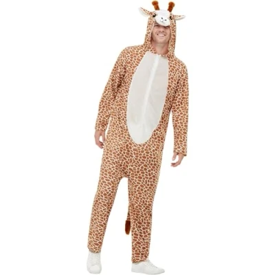 Image of Smiffys Giraffe Costume, Brown with Hooded Jumpsuit, Party Animals Fancy Dress, Animal Dress Up Costumes