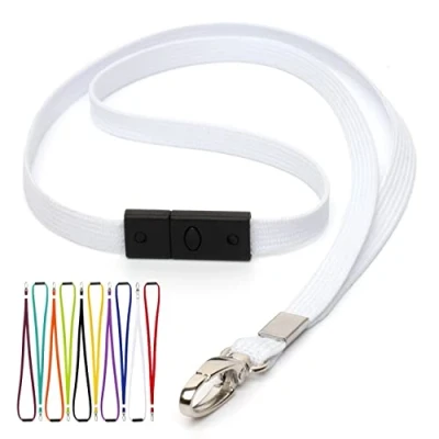 Image of CKB LTD Breakaway Safety Lanyard Neck Strap Swivel Metal Clip for ID Card Holder with Quick Pull Release Design Lanyards Bulk Pack of 10pcs (White)