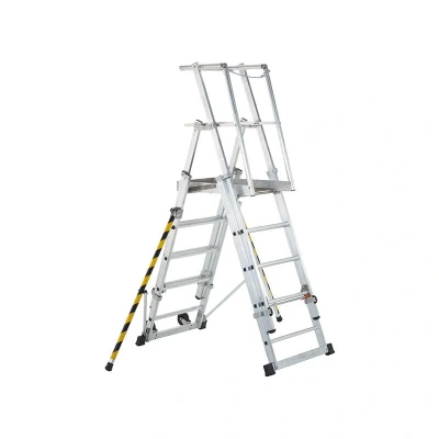 Image of Zarges Telescopic Mobile Safety Steps, Aluminium, 9 Rungs With Stabilisers