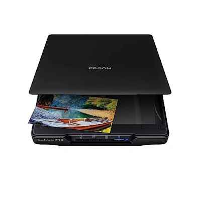 Image of Epson Perfection V19 II Color Photo and Document Flatbed Scanner with 4800 dpi Optical Resolution, USB Power High Rise, Removable Lid