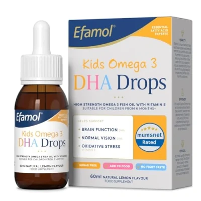 Image of Efamol Kids Omega 3 DHA Drops for Brain Supplement to Support Normal Function Lemon Flavour Sugar Free Liquid Tasteless Fish Oil 6 Months+