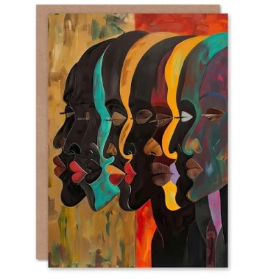 Image of Artery8 Greeting Card Abstract Black Profile Portrait Painting Trippy Blank For Him Or Her Art Birthday