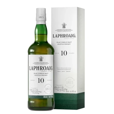 Image of Laphroaig 10 Year Old Scotch Islay Single Malt Whisky Peated Smoky, Salty and Sweet 40% ABV 70 cl