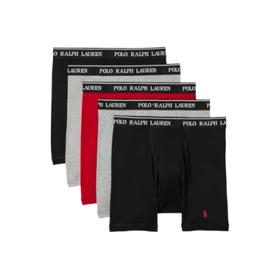 Image of RALPH LAUREN Polo P5 Classic Fit Cotton Boxer Briefs, 2 Andover Heather/Rl2000 Red/2 Black, XXL