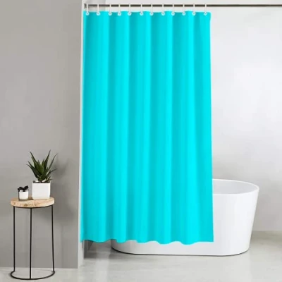 Image of Blue Canyon Plain Shower Curtains 100% Polyester Curtain Anti Bacterial Surface Treatment Water Repellent Weighted Hem 180 X 180cm 12 Reinforced Eyelets With Hooks Included (Blue)