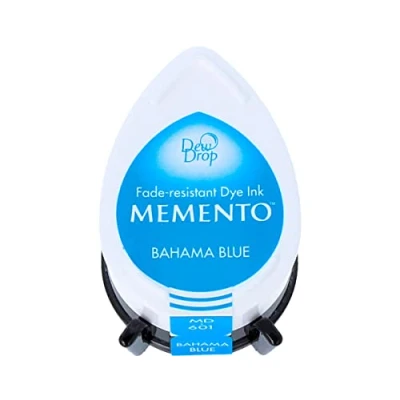 Image of Tsukineko Memento Dew Drop Ink Pads for Stamping Blue, Bahama Blue Small Translucent Waterproof, Archival Embossing