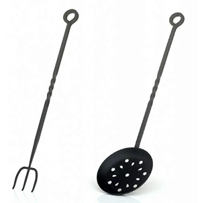 Image of Victor Enamelled Chestnut Roaster and Toasting Fork Set, Steel, Black, 57x15.5x5 cm