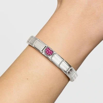 Image of Nomination Pink Crystal Raised Heart Charm