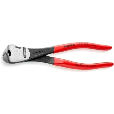 Image of Knipex High Leverage End Cutting Nipper black atramentized, plastic coated 200 mm (self service card/blister) 67 01 SB