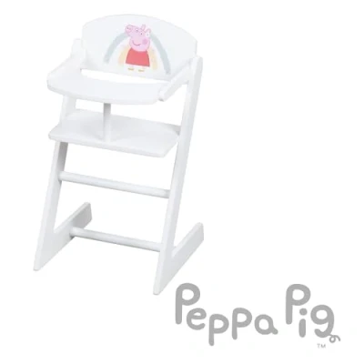 Image of roba Peppa Pig Doll High Chair with Tray for Baby Dolls White Lacquered Wood Design from The Cartoon Series Furniture Children Aged 3 Years and Older, Small