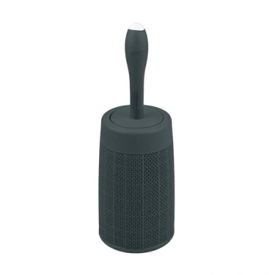 Image of Addis Faux Hessian Round Plastic Toilet Brush Set with Internal Detergent Injection System, Charcoal Dark Grey, One Size