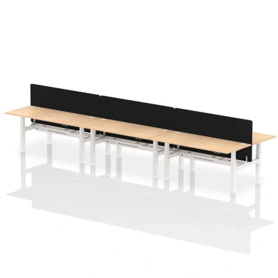 Image of Air B2B 1800x800mm Adjustable 6P Bench Desk CP Maple/White + Screen