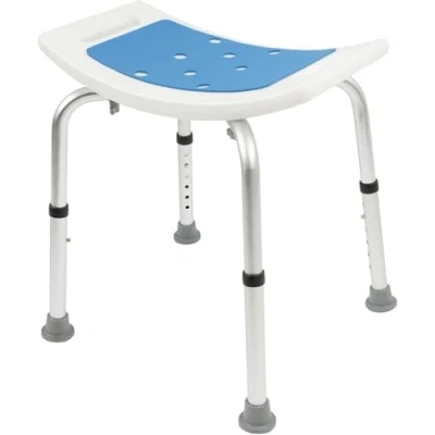 Image of KARAT Shower Stool Height Adjustable Chair 38 53 cm Maximum Load 136 kg Seat Non Slip and Stable Bath Rubber Feet Bathroom (without Cross