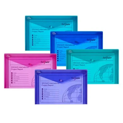 Image of Snopake Foolscap Electra Assorted Polyfile [Pack of 5] Popper/Document Wallet with Press Stud Closure [10088]
