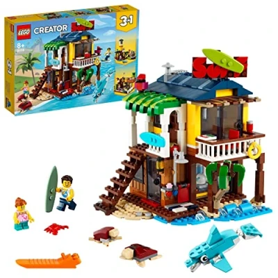 Image of LEGO Creator 3in1 Surfer Beach House 31118 Building Kit Featuring Surf Shack, Lighthouse Toy, Pool and Animal Toys; Best Toys for Kids Who Love Creative Play (564 Pieces)