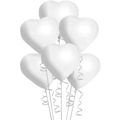 Image of White/Red Latex Heart Shape Helium Balloons for Valentine, Anniversary, Wedding, Engagement, Birthday Party Decorations, 5pcs 100pcs, 25pcs