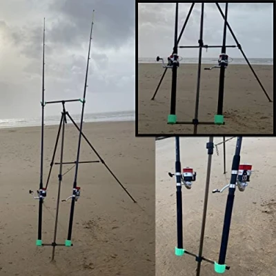 Image of Angling Pursuits DELUXE SEA FISHING SET UP 2 X 12FT BEACHCASTER RODS + REELS NEW BEACH TRIPOD