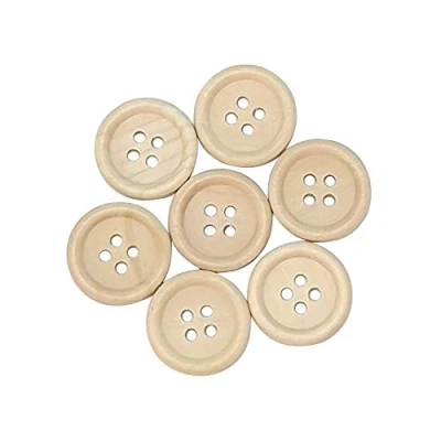 Image of Chenkou Craft 100pcs 15mm 5/8&quot; Round Natural Wood Buttons 4 Holes Sewing Button (15mm)