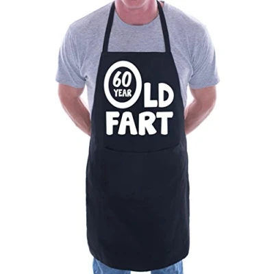Image of Print4U 60 Year Old Fart Birthday BBQ Cooking Funny Novelty Apron Black