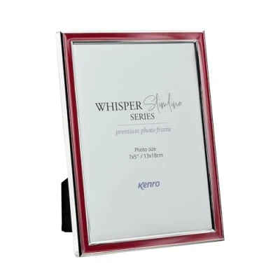 Image of Kenro Whisper Slimline Red Photo Frame 8x10 / 20x25cm with Silver Plated Edging WSS2025RD