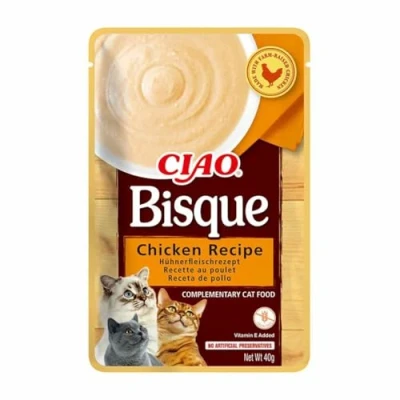 Image of Ciao Bisque by INABA Cat Treat Chicken 1 Pack (40g total) / Moist Treat, Delicious &amp; Healthy Snack, Puree Food Topper, Side Dish, Complement, Natural, Grain Free, Wet