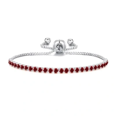 Image of Philip Jones Dark Red Tennis Friendship Bracelet Created with Zircondia® Crystals
