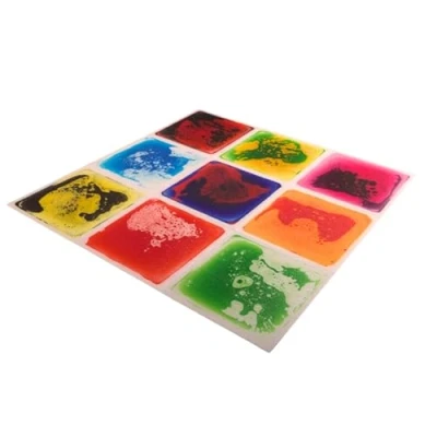 Image of Playlearn Liquid Square Floor Sensory Tiles Set of 9 30x30cm Colourful Lava Toy for Kids Mats Ideal Playroom
