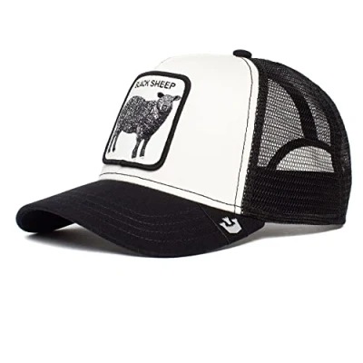 Image of Goorin Bros. Men&#039;s The Farm Unisex Original Adjustable Snapback Trucker Hat Baseball Cap, White Black Sheep, One Size