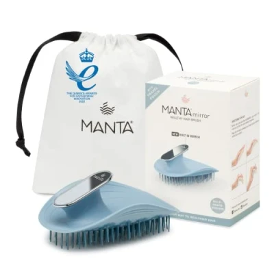 Image of Manta Mirror Detangle Hair Brush, Scalp Detangler Shower Shampoo Promote Healthy Growth, Premium Wet Tangle Hairbrush, Curly Teaser Massager, Hairbrushes for Women Men, Blue