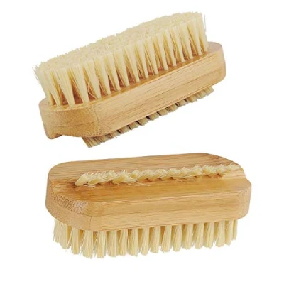 Image of Nail Brushes for Art Set 2pcs Bamboo Brush Clean Nails Small Fingers Gel Finger Scrubbing Toes Fingertips Hands, Home &amp; Salon Use